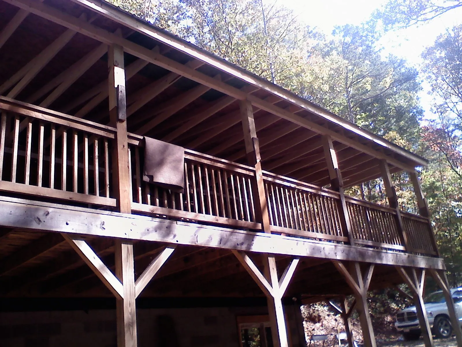Timber framing under a new elevated porch and deck — Roof Leak Repair in Blandon by Roofing Brothers